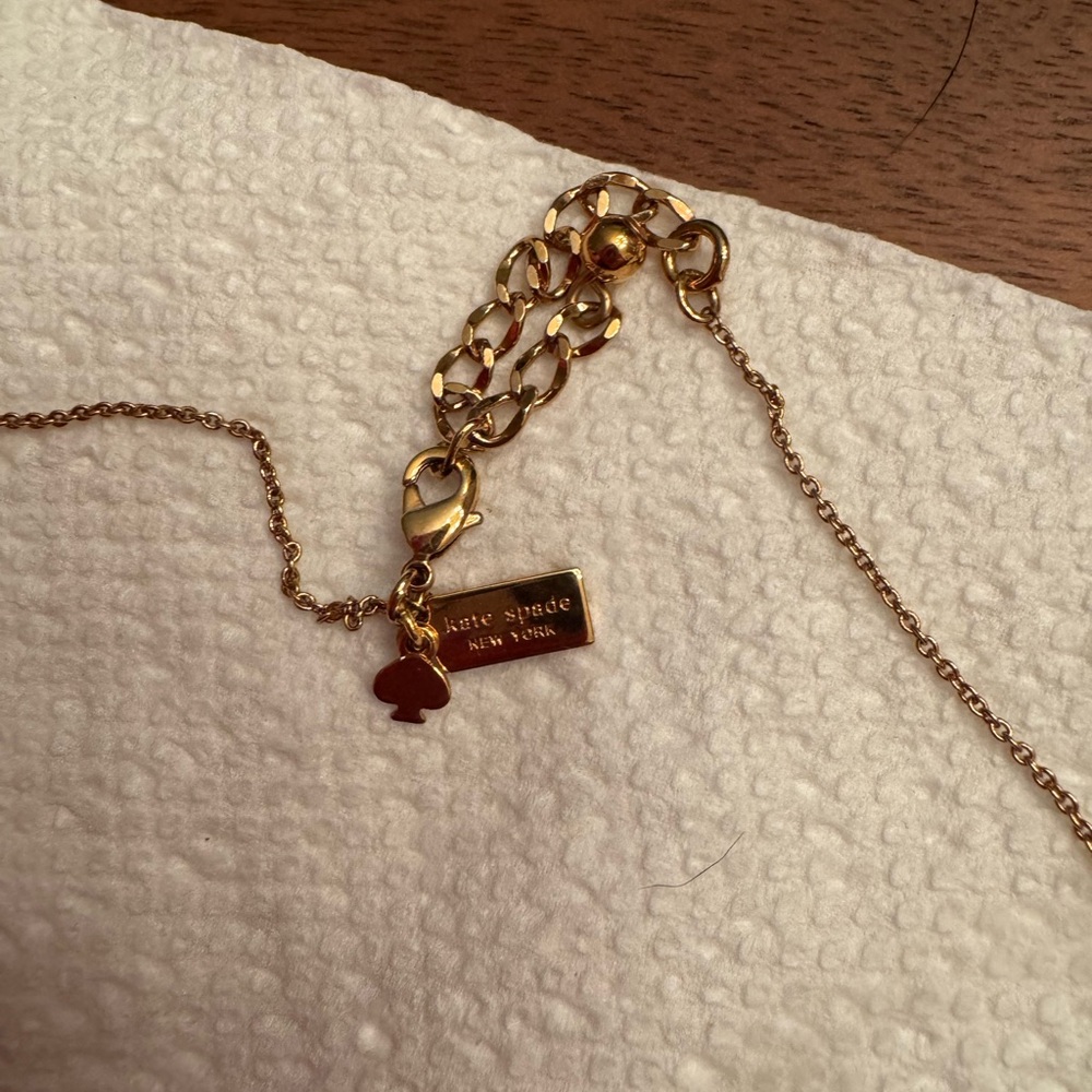 Kate Spade Gold Necklace with bright pink Pendant - Picture 4 of 5